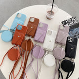 Fashion Card & Coin Pocket Crossbody Leather Case for iPhone