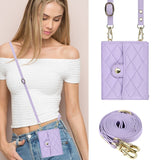 Stylish Quilted Crossbody Card Holder Leather Case for Samsung