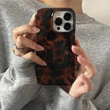 Retro Amber Texture Stylish Leopard Print Phone Case for iPhone