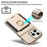 Wallet Card Slot Ring Holder Leather Case for iPhone