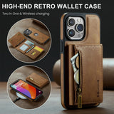 2 in 1 Magnetic Leather Wallet Case for iPhone