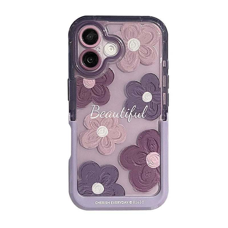 Beautiful Flowers Invisible Bracket Clear Back Case For iPhone