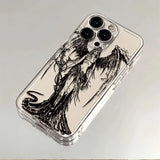 Black Angel Death demon Clear Soft Case protection for iPhone