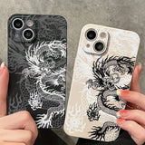 Black White Dragon Silicone Phone Case For iPhone