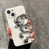 Black White Dragon Silicone Phone Case For iPhone