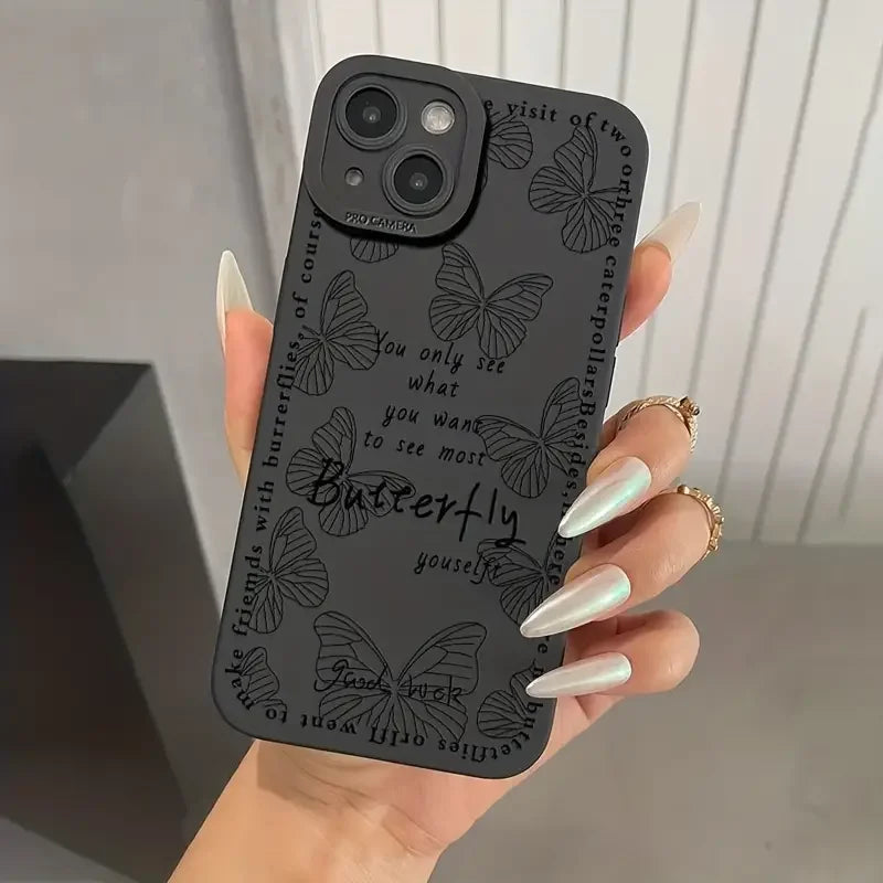 Butterfly Shockproof Matte Silicone Case For iPhone