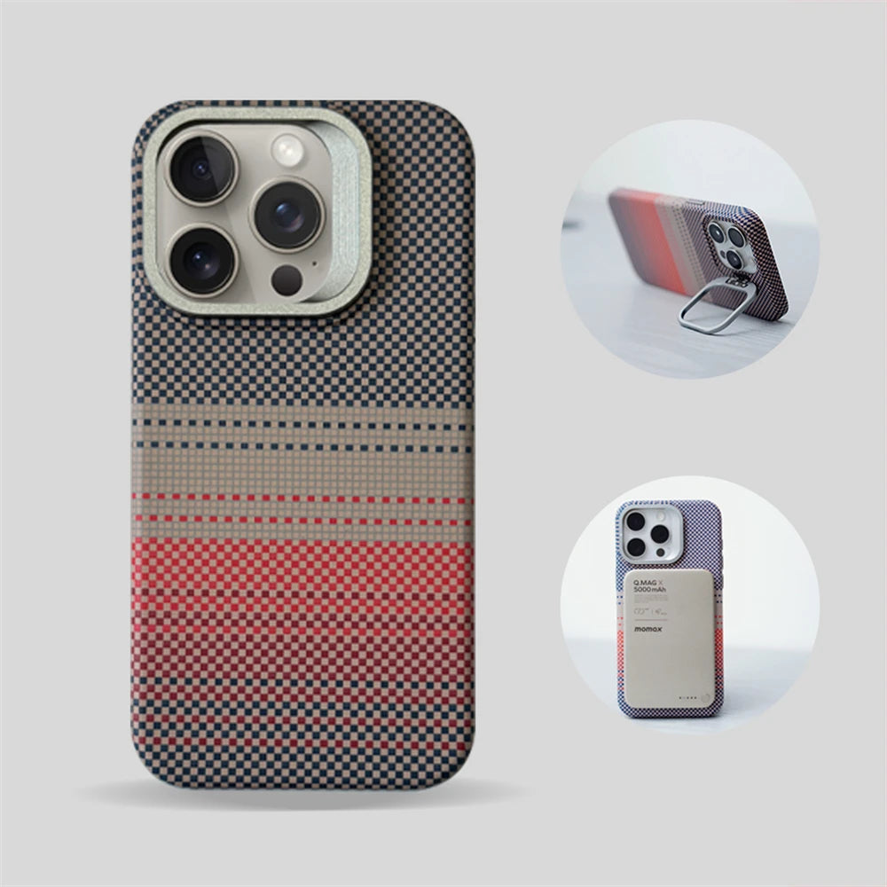 Camera Metal Holder Carbon Fiber Magnetic Case For iPhone