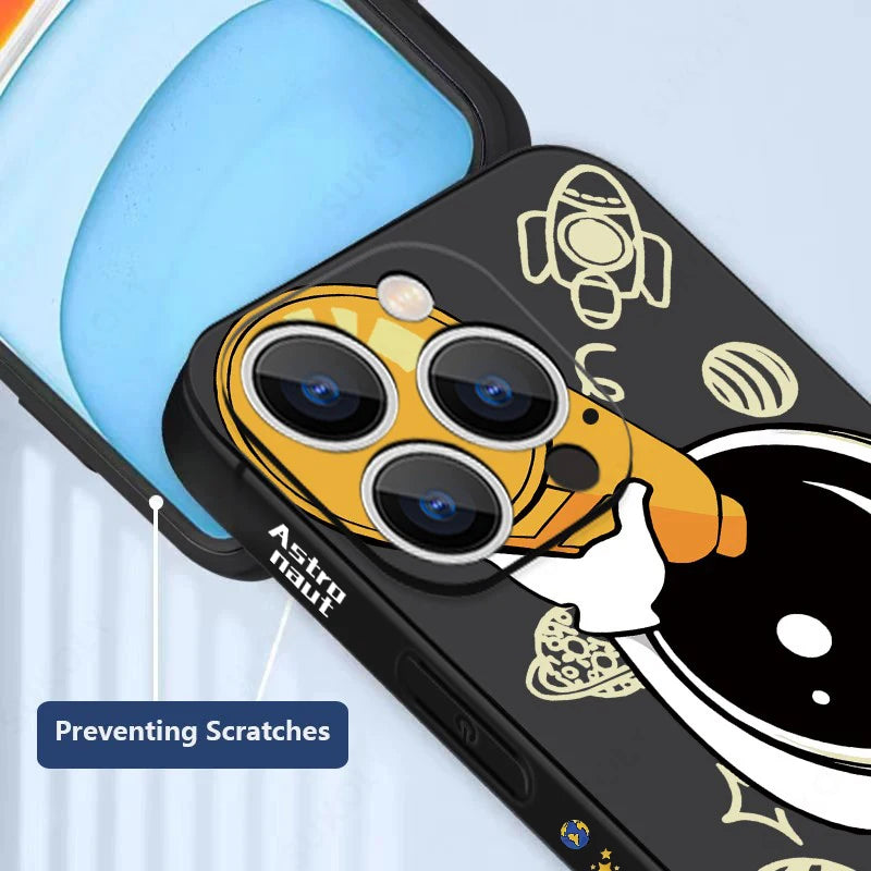 Cartoon Astronaut Lanyard Case For iPhone