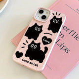 Cartoon Black Cat Phone Case For iPhone