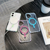 Clear Acrylic Airbags Shockproof Magnetic Colorful Case For iPhone