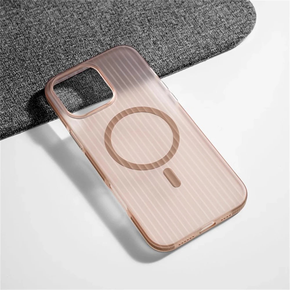 Corrugated Pattern Non-slip Magnetic Matte Case For iPhone