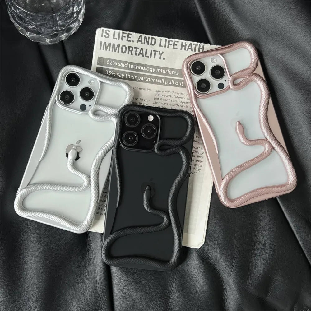 3D Snake Plating Hollow Dissipate Heat Phone Case For iPhone