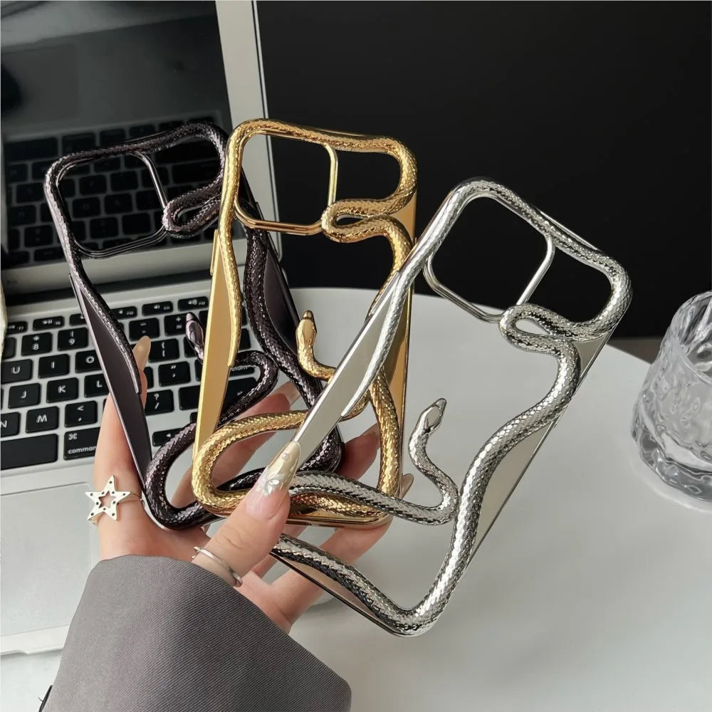 3D Snake Plating Hollow Dissipate Heat Phone Case For iPhone