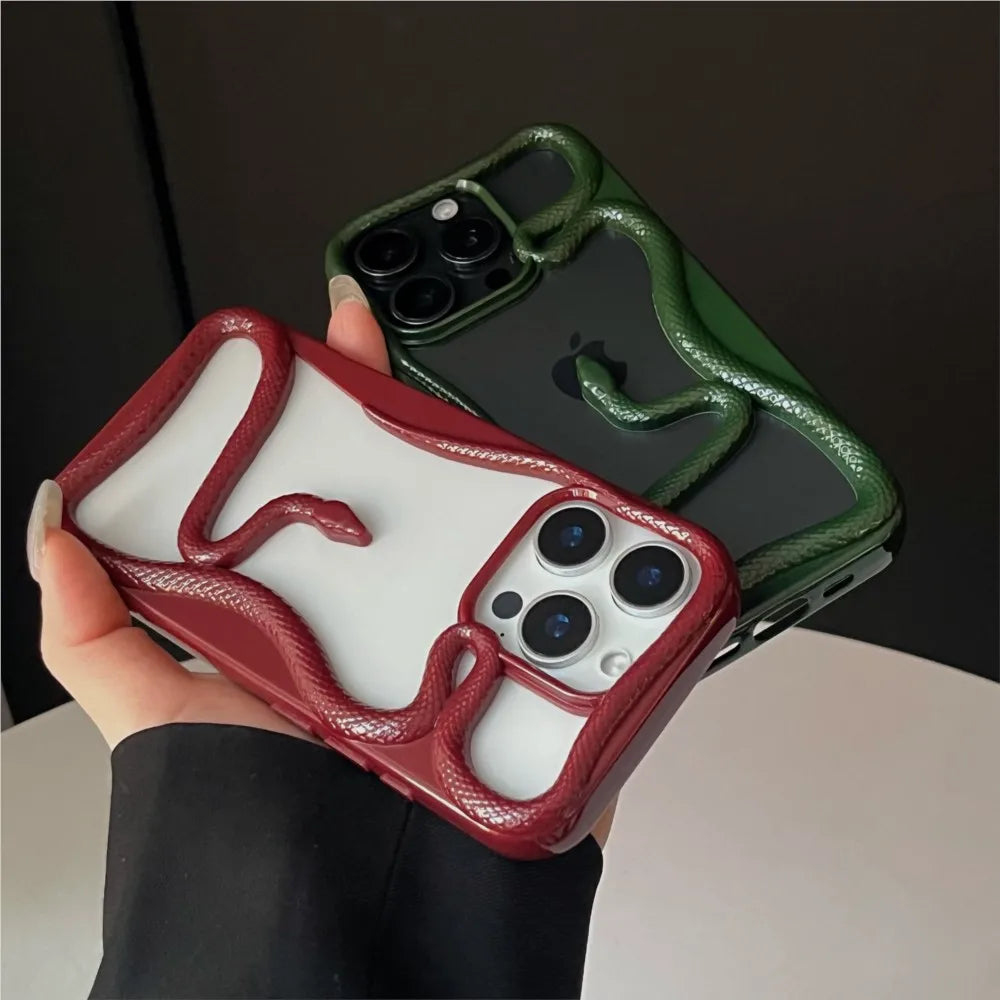 3D Snake Plating Hollow Dissipate Heat Phone Case For iPhone