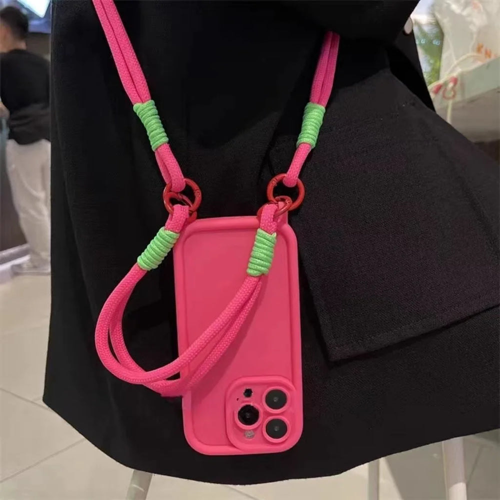 Crossbody Necklace Strap Lanyard Fall protection Phone Case For iPhone
