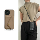 Crossbody Strap Lanyard Leather Phone Case for IPhone