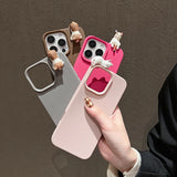 Cute 3D Cartoon Cat Lychee Pattern Leather Case For iPhone