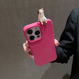 Cute 3D Cartoon Cat Lychee Pattern Leather Case For iPhone