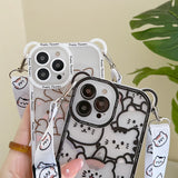 Cute Bear With Lanyard Phone Case For iPhone