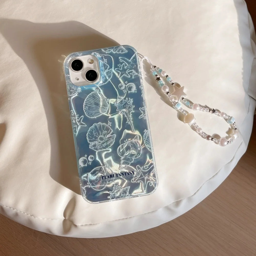 Cute Ocean Shell Pattern Aurora Phone Case For iPhone