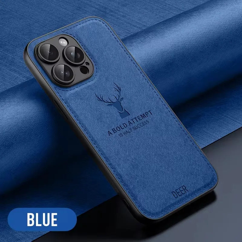 Deer Cloth Leather Len Full Protection Case for iPhone