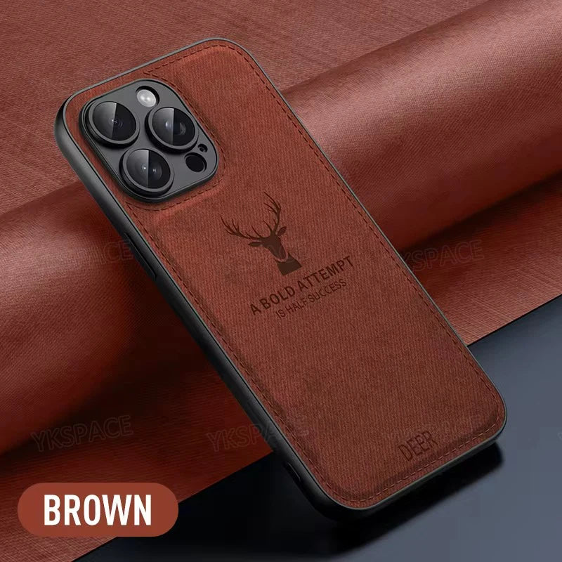 Deer Cloth Leather Len Full Protection Case for iPhone