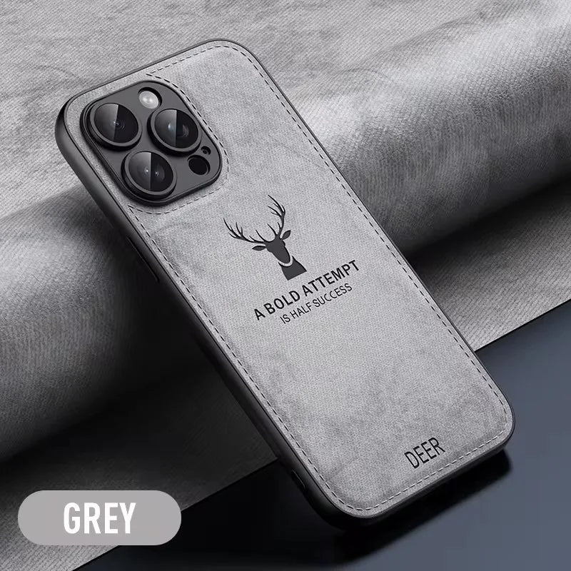 Deer Cloth Leather Len Full Protection Case for iPhone