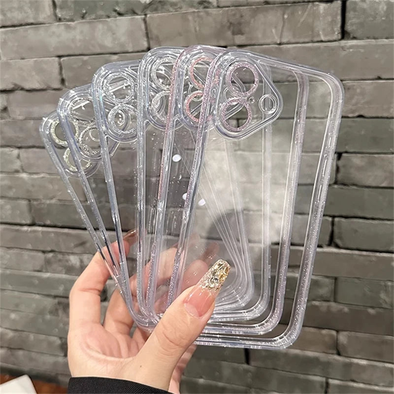 Fashion Clear Tempered Glass Hard Case For iPhone