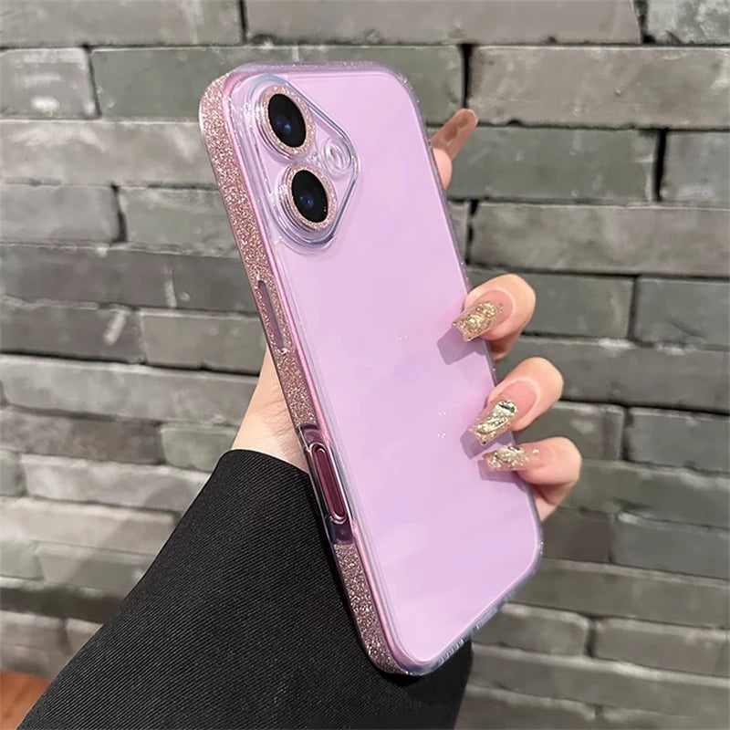 Fashion Clear Tempered Glass Hard Case For iPhone