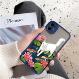 Fashion Cute Cat With Flowers Case For iPhone