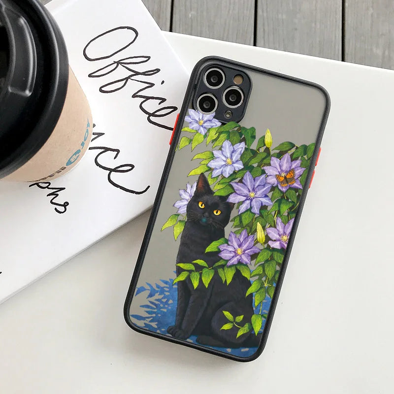 Fashion Cute Cat With Flowers Case For iPhone