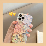 Fashion Flowers Glitter Laser Phone Case For iPhone