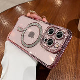 Fashion Glitter Diamond For Magnetic Wireless Charge Clear Case For iPhone