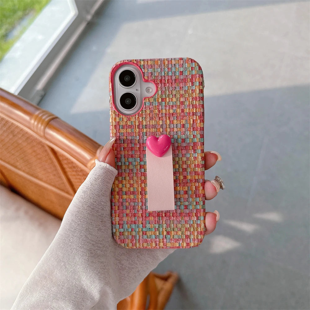 Weave Texture With Wrist Strap Case For iPhone