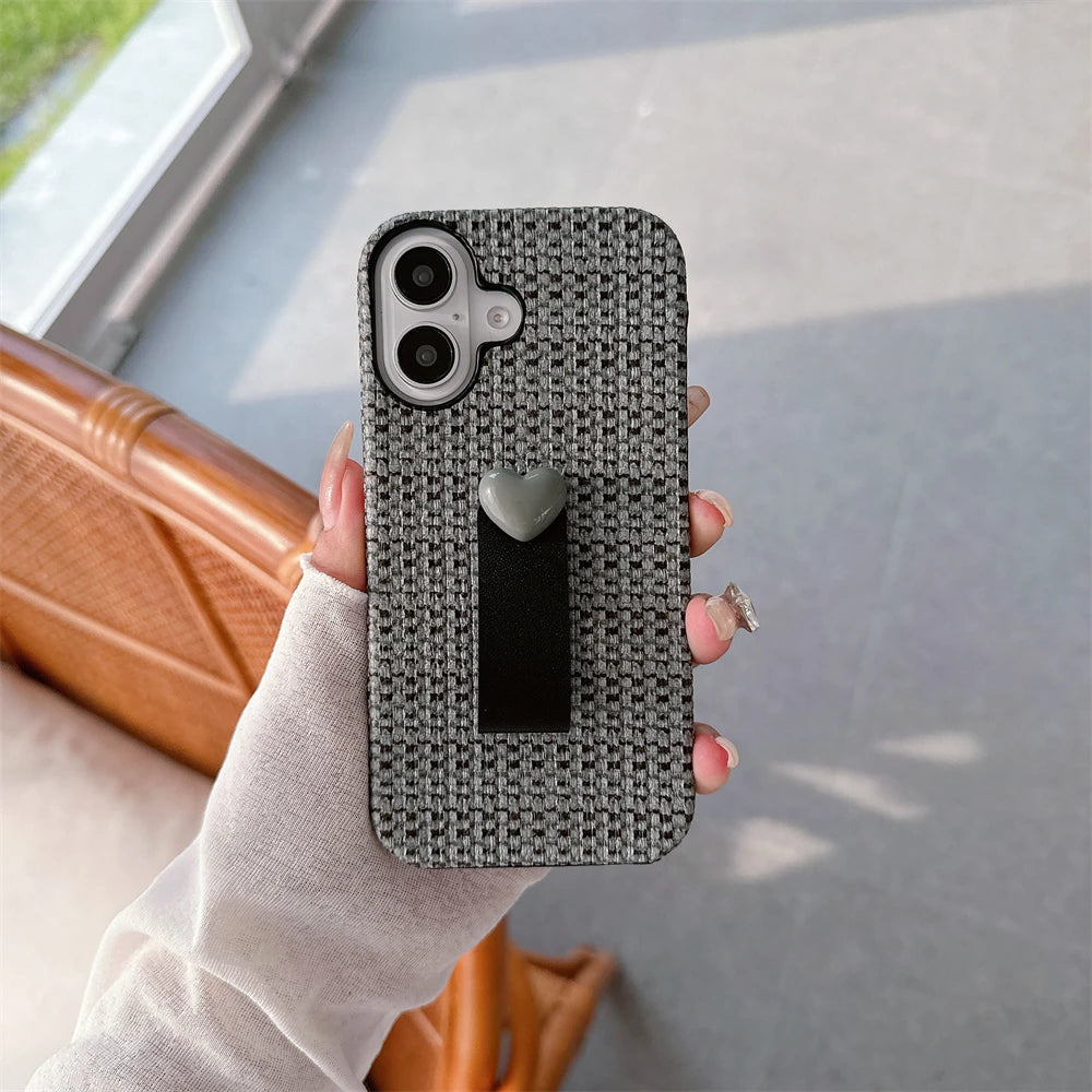 Weave Texture With Wrist Strap Case For iPhone