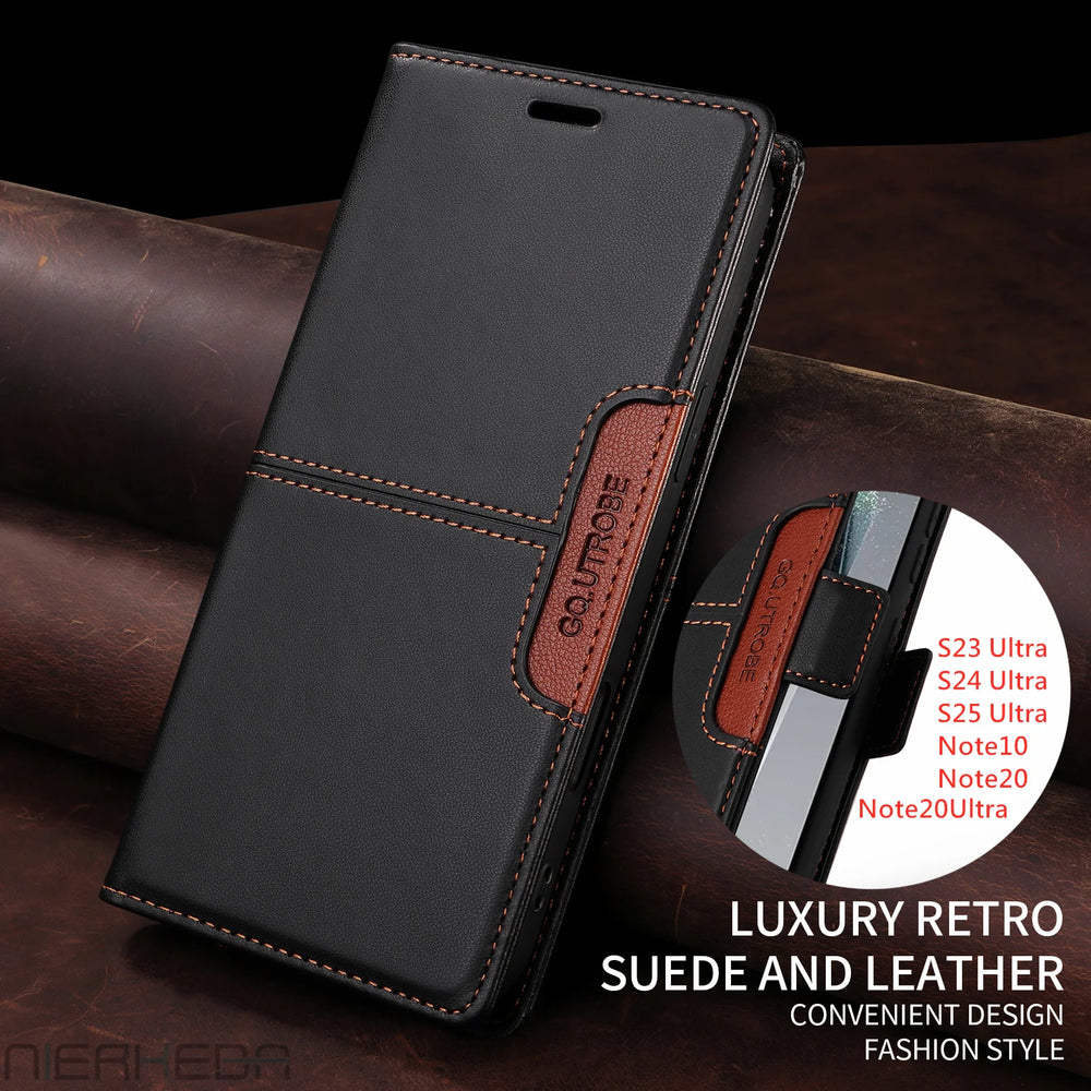 Leather Magnetic Book Wallet Case for Samsung