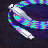 Flow Luminous Cable 3A Fast Charging Data Cord for Type C Micro iPhone