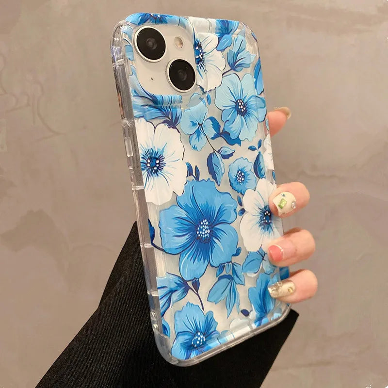 Flowers Graphic Print Clear Phone Case For iPhone