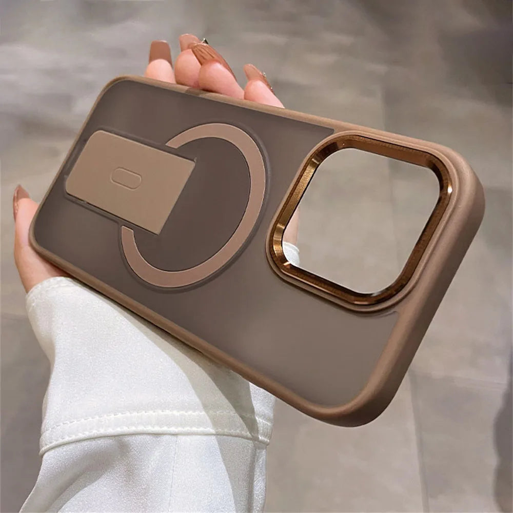 Folding Stand Holder Magnetic Matte Case For iPhone