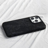 Leather Luxury Flannel Fiber Magnetic Case For iPhone