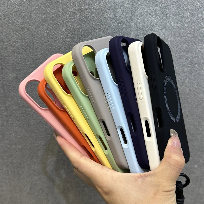 Liquid Silicone Lanyard Magnetic Case For iPhone