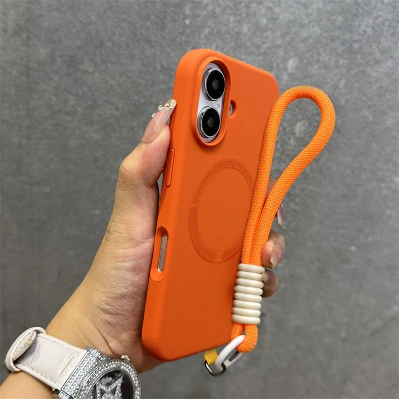 Liquid Silicone Lanyard Magnetic Case For iPhone