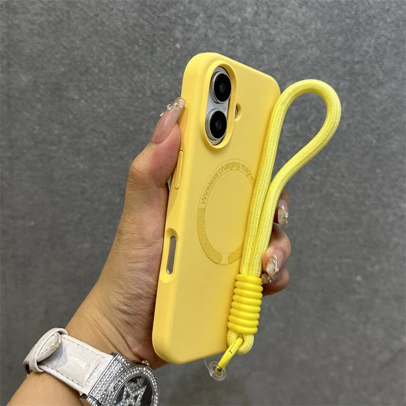 Liquid Silicone Lanyard Magnetic Case For iPhone