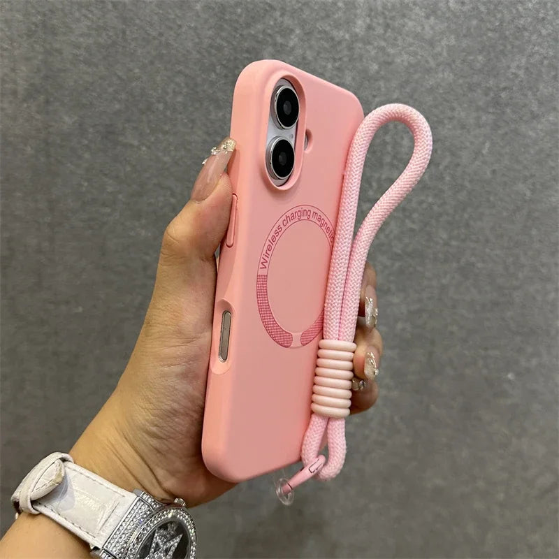 Liquid Silicone Lanyard Magnetic Case For iPhone