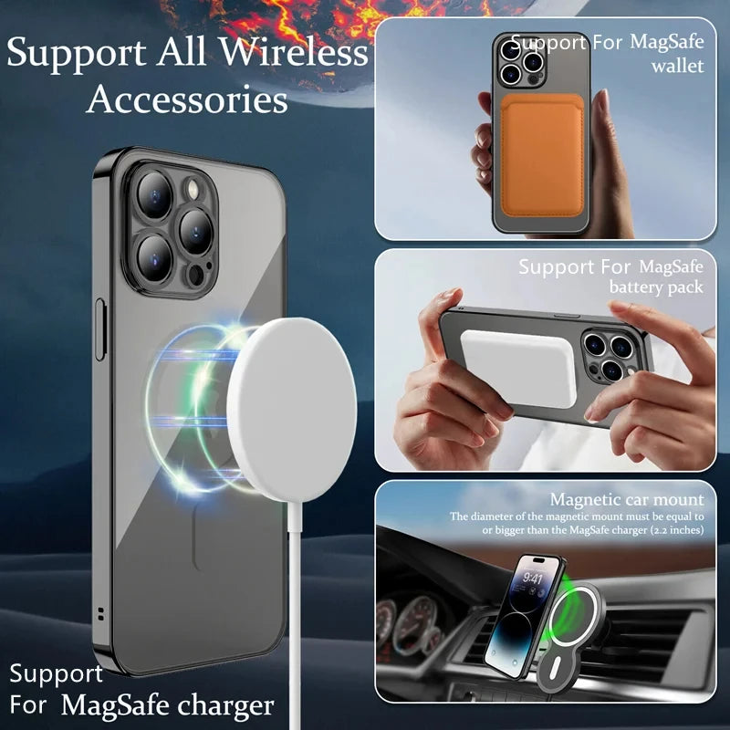 Transparent Magnetic Wireless Charge Case For iPhone