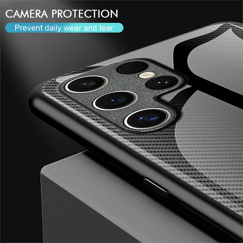 Luxury Tempered Glass Film Phone Case For Samsung