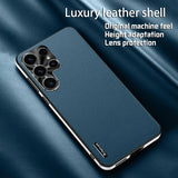 Frosted Plain Leather Phone Case With Lens Protect Frame For Samsung