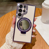 Luxury Diamond Plating Stand Holder Mirror Magnetic Case for Samsung