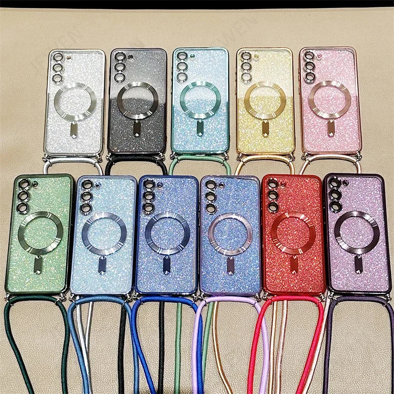 Glitter Crossbody Lanyard Magnetic Case For Samsung