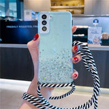 Glitter Crossbody Lanyard Strap Case For Samsung